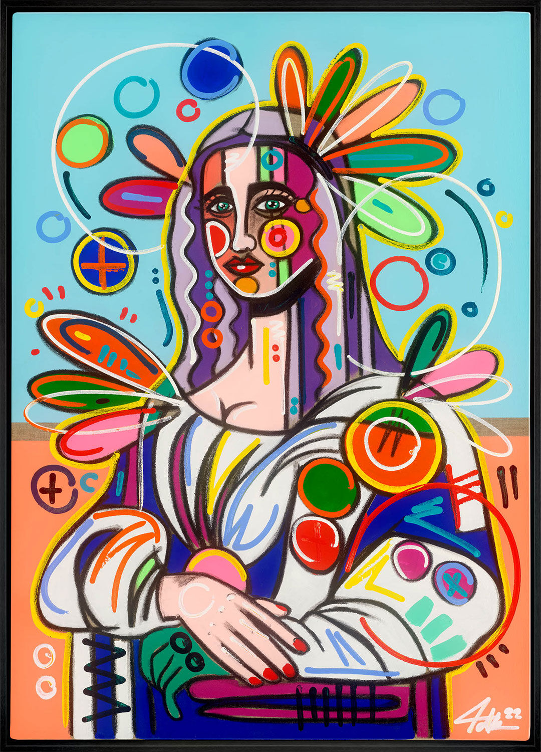 Bild "Liza" (2021), handüberarbeitet, gerahmt von David Tollmann