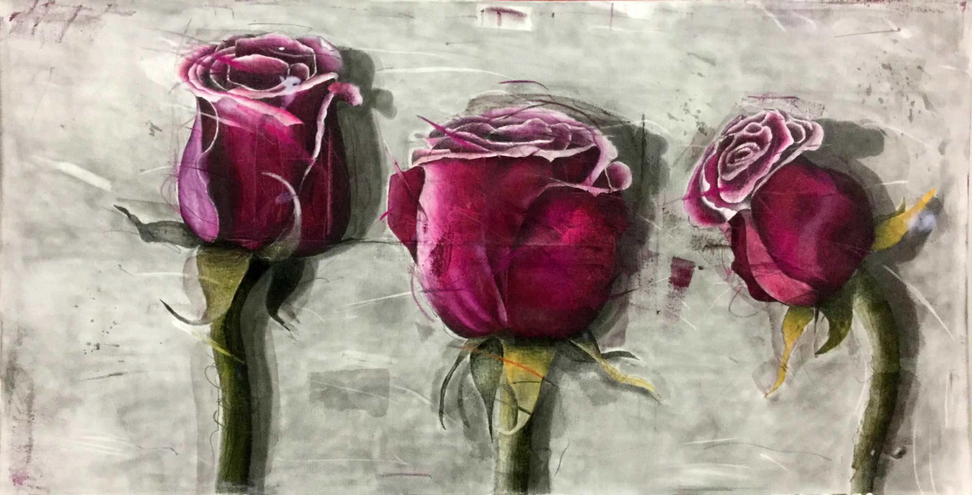 Tableau "3 Roses" (2017) (Pièce unique) von Josef Hirthammer