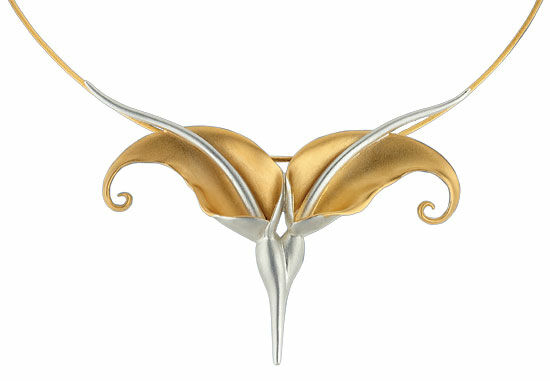 "Arum Necklace", silver partially gold-plated version by Christiane Wendt