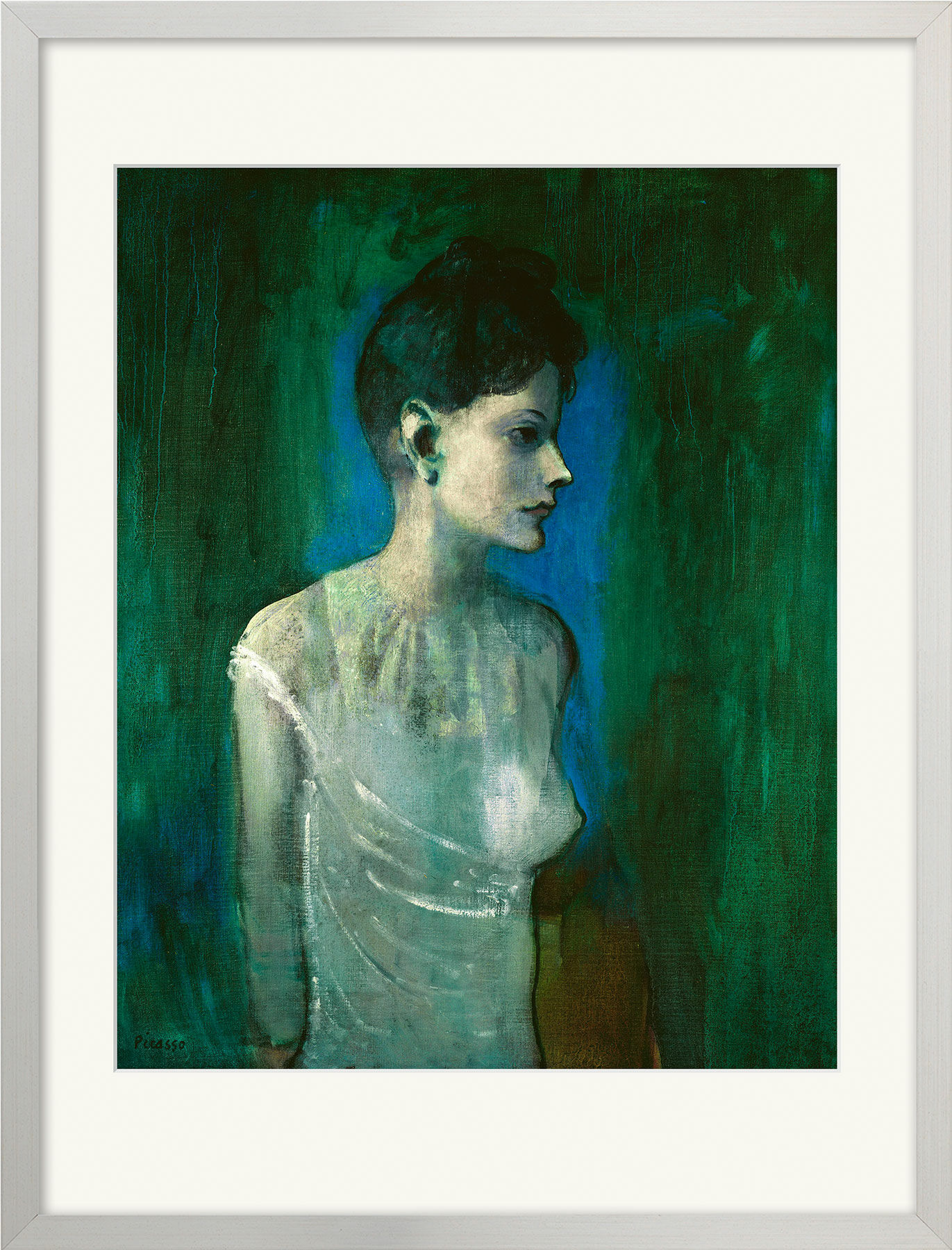 Tableau "Jeune femme à la chemise blanche" (1905), encadré von Pablo Picasso