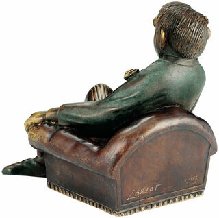 Sculpture "Gentleman in an Armchair", bronze by Loriot