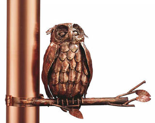 Sculpture "Eagle Owl on Branch for Downspout", copper