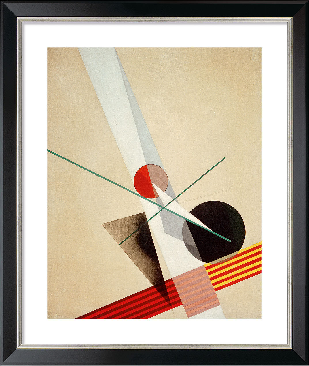 Bild "Komposition A XXI." (1925), gerahmt von László Moholy-Nagy
