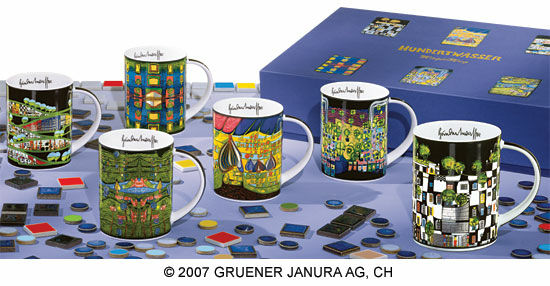 Set of 6 mugs "Magic Mugs", porcelain by Friedensreich Hundertwasser