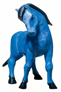Sculpture "The Blue Horse", hand-painted cast version by Franz Marc
