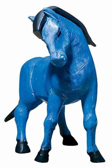 Sculpture "The Blue Horse", hand-painted cast version by Franz Marc