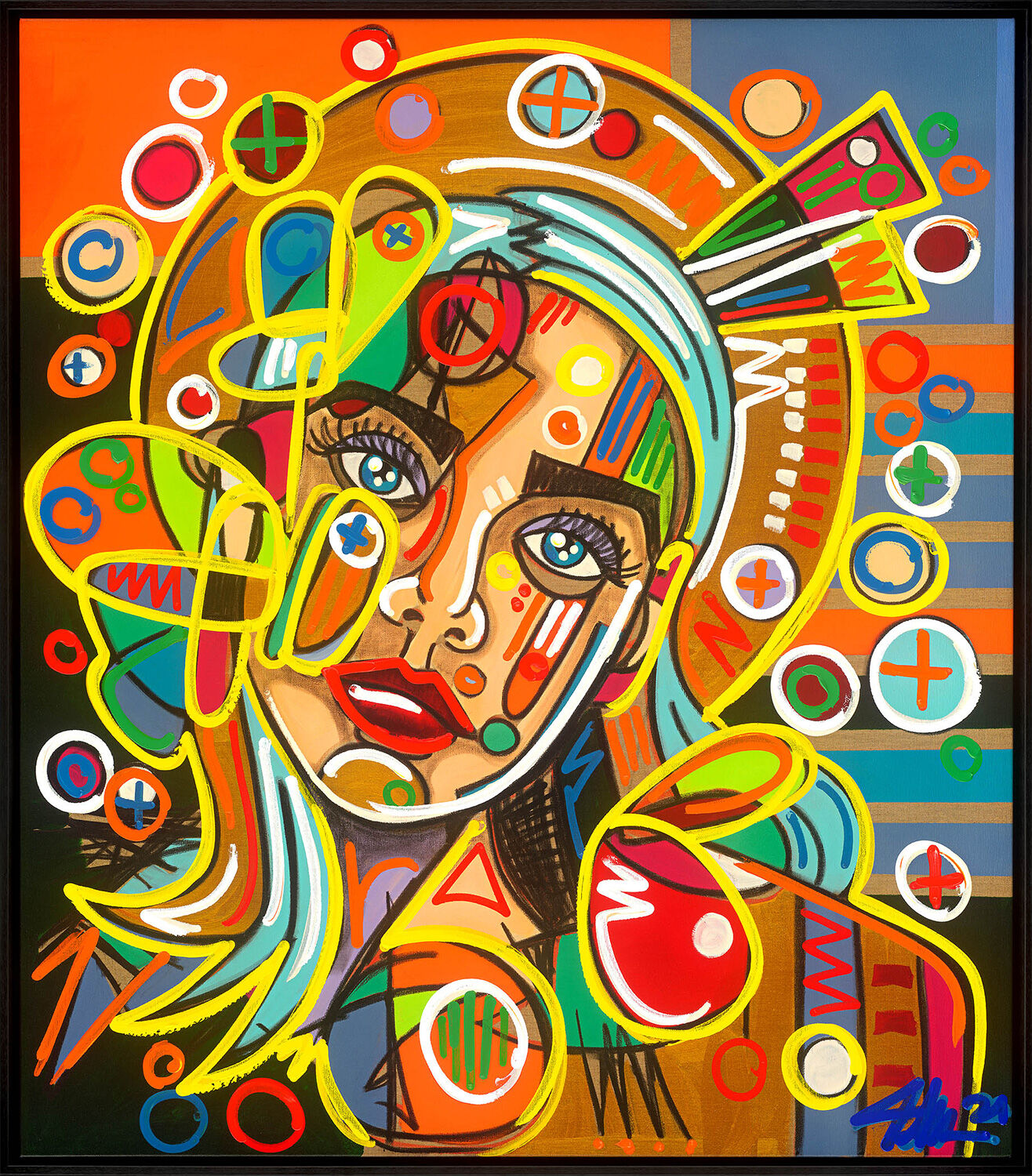 Bild "Chloé" (2021), handbearbetad, inramad av David Tollmann