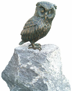 Sculpture de jardin "Hibou aigle" (version avec pierre de granit)