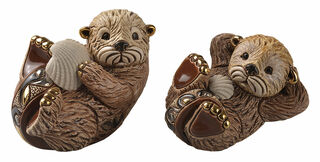 2 Keramikfiguren "Otter" im Set