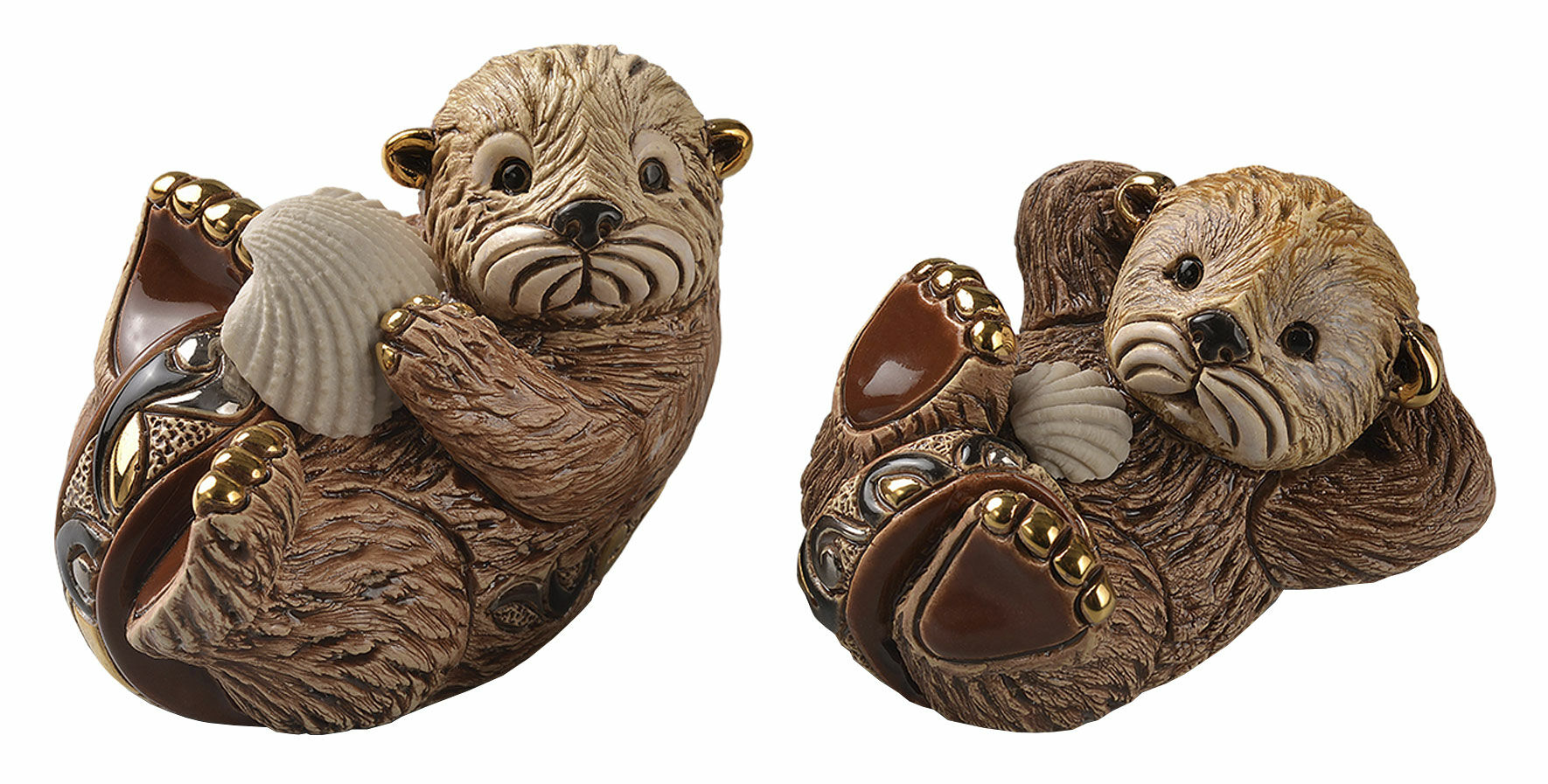 Set of 2 ceramic figures "Otters"