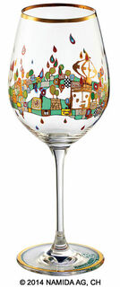(PM XIX/6) Wine glass "BEAUTY IS A PANACEA - Gold - Red Wine" by Friedensreich Hundertwasser