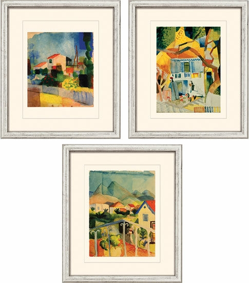 Set of 3 pictures, framed by August Macke