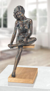 Skulptur "La Scarpa", Bronze auf Holz von Damiano Taurino