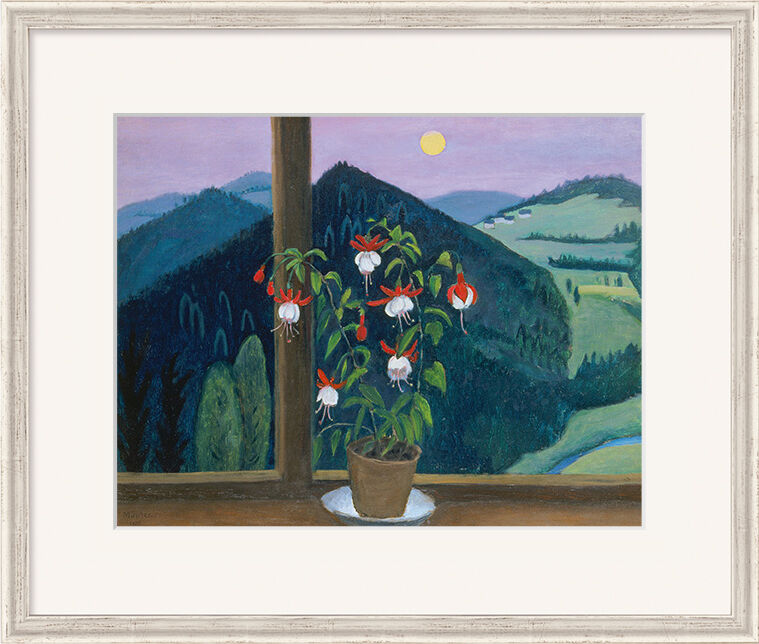 Picture "Fuchsias in front of a Moonlit Landscape" (1928), framed by Gabriele Münter