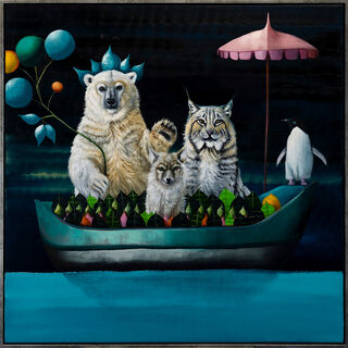 Picture "Series Wanderlust | Polar Bear, Lynx, Steppe Fox and Adelie Penguin" (2023) (Unique piece)