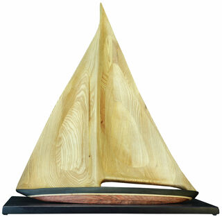 Skulptur "Classic #1 - Wind, Sailing and Speed" (2023) (Original / Unikt værk), træ på panel