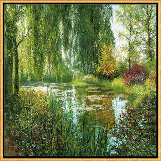 Picture "Giverny le Soir", golden framed version by Jean-Claude Cubaynes