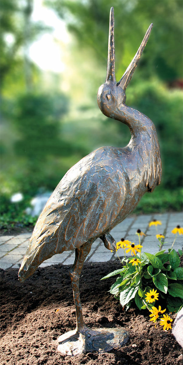 Garden sculpture "Stork, clattering", bronze by Peter Roman Heid