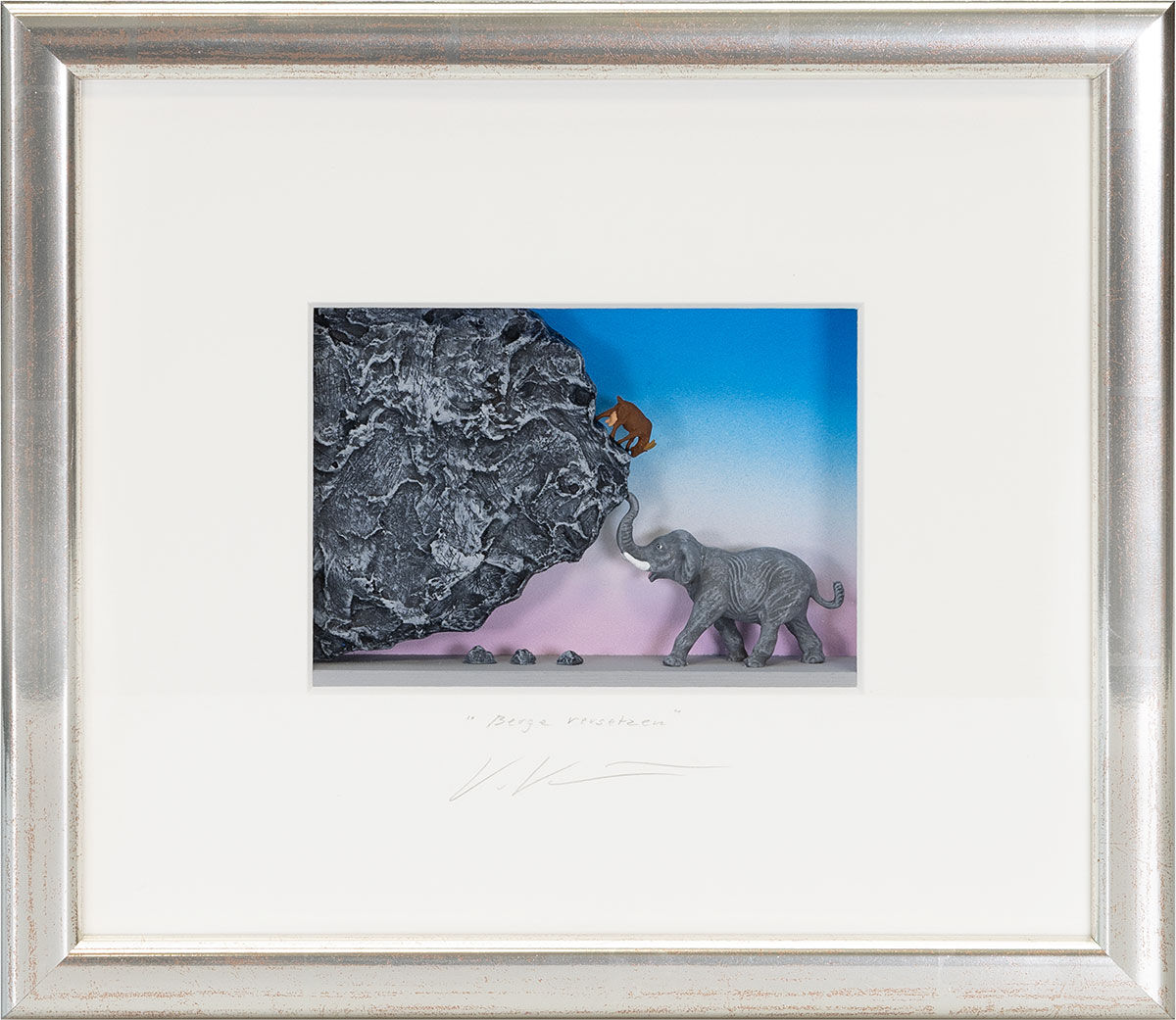 3D-Bild "Berge versetzen", gerahmt von Volker Kühn