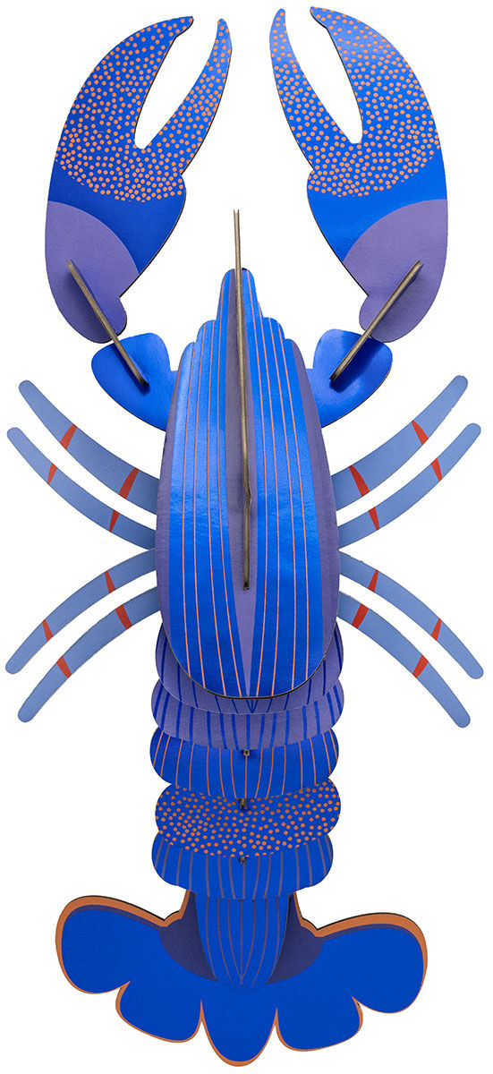 3D wall object "Lapis Blue Lobster" made of recycled cardboard, DIY by studio ROOF