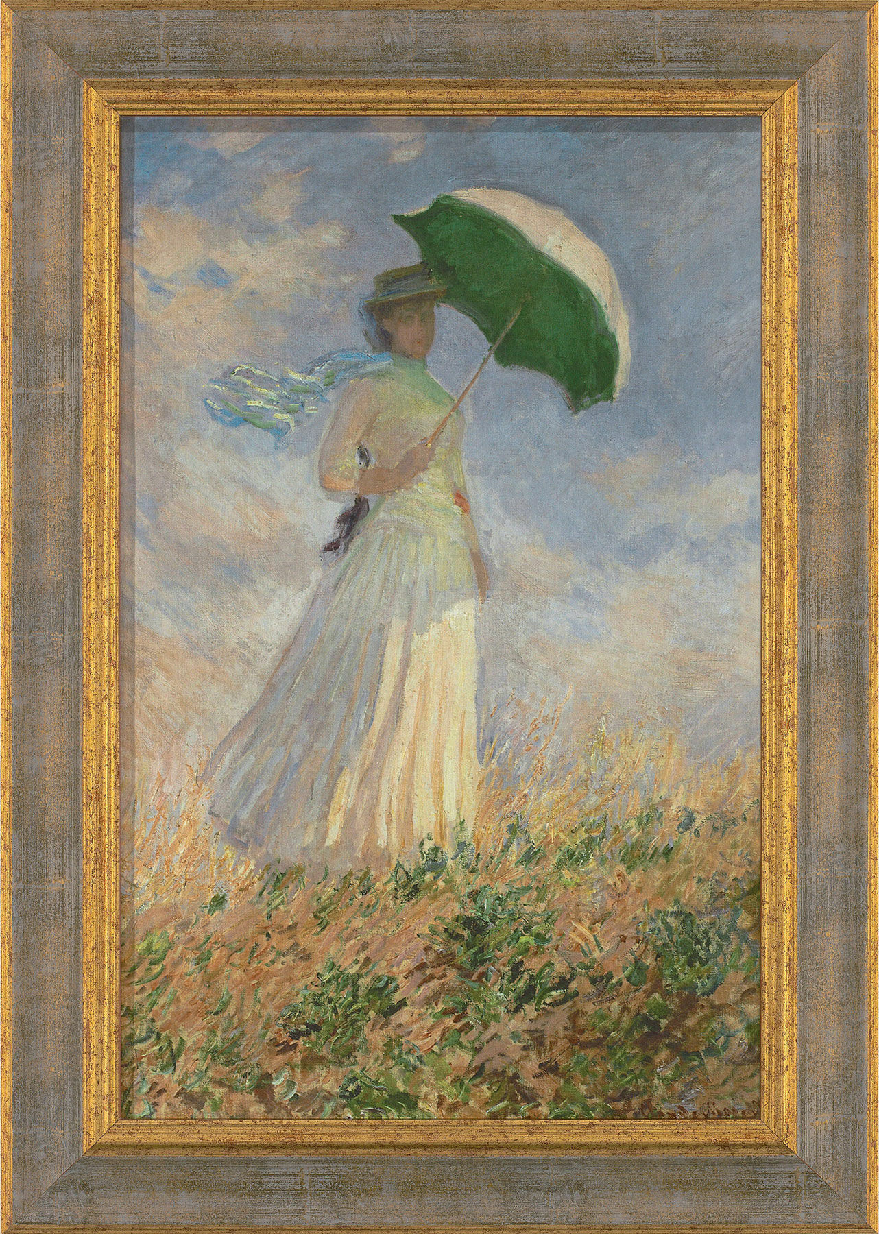 Bild "Frau mit Sonnenschirm" (1886), gerahmt von Claude Monet