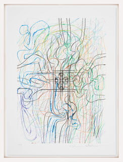 Picture "Drawing Edition Motif 2 (Blue-Green)" (2015) by Hermann Nitsch