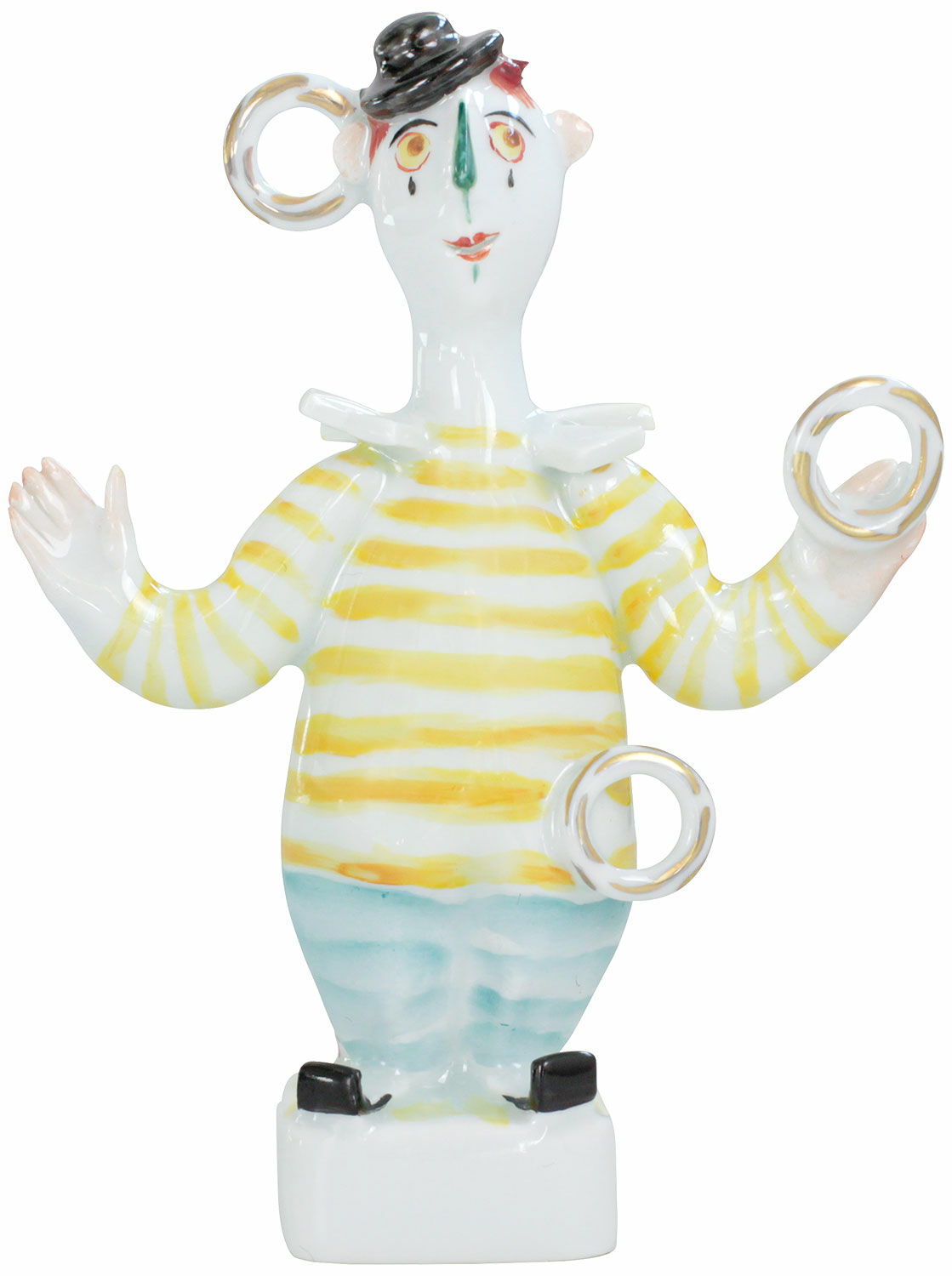 Sculpture "Clown with Rings", porcelain by Peter Strang