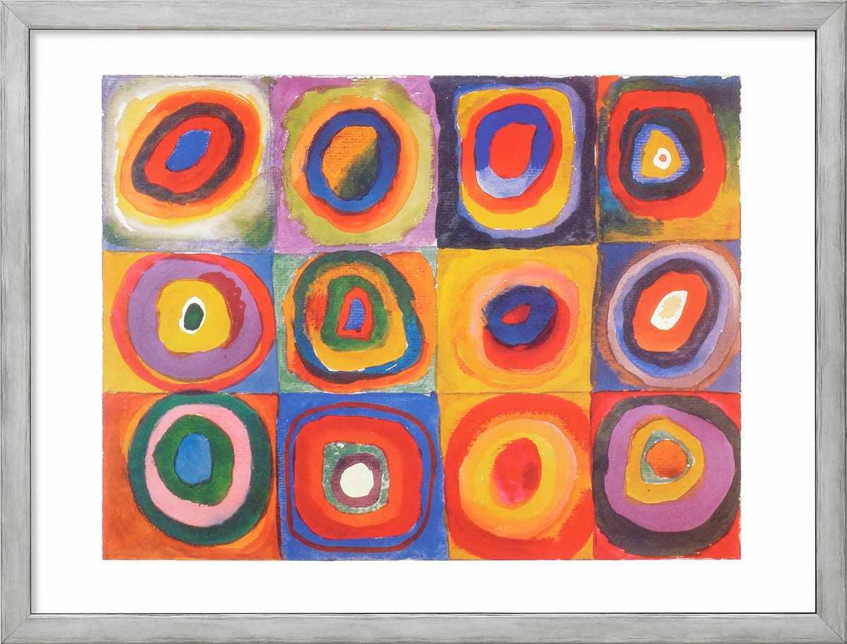 Billede "Farvestudie kvadrater" (1913), indrammet von Wassily Kandinsky