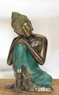 Skulptur "Ruhender Buddha", Bronze Antikfinish