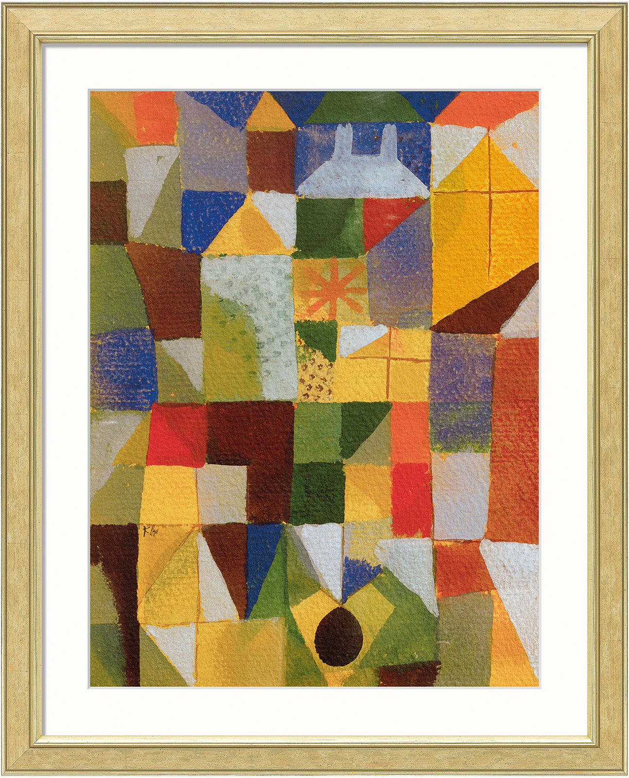 Tableau "Composition urbaine avec fenêtres jaunes" (1919), encadré von Paul Klee