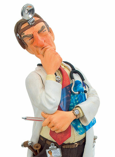Caricature "The Doctor", cast hand-painted by Guillermo Forchino