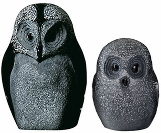 Set of 2 glass objects "Owl Black"