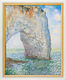 Bild "Manneporten vid Étretat" (1886), vit och guldfärgad inramad version av Claude Monet