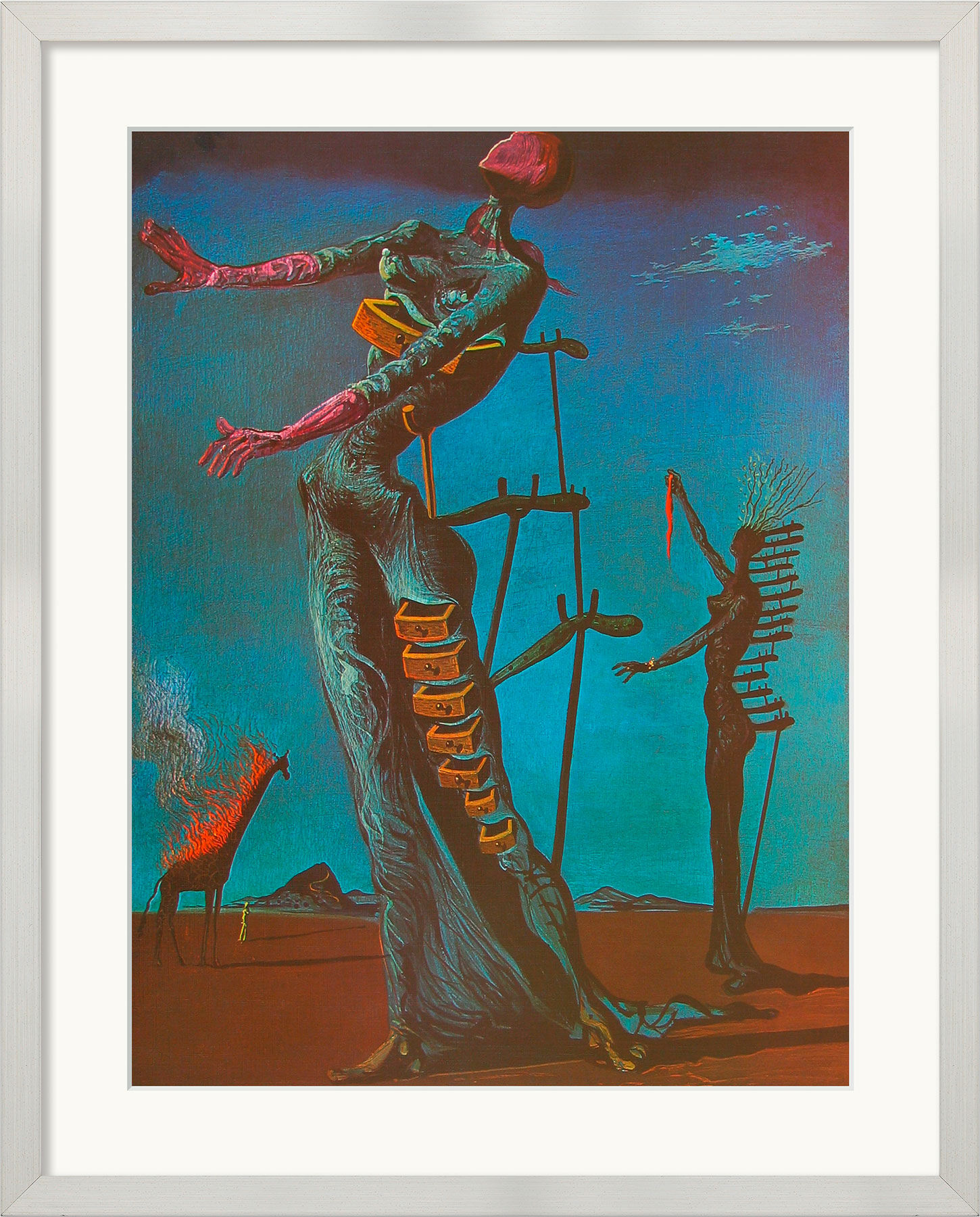 Picture "The Burning Giraffe" (1935), framed by Salvador Dalí