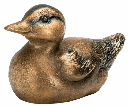 Garden sculpture "Duckling, Relaxed", bronze