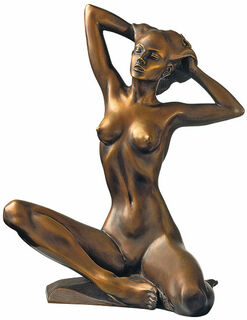 Skulptur "Sitzender Akt", Version in Bronze von Roman Johann Strobl