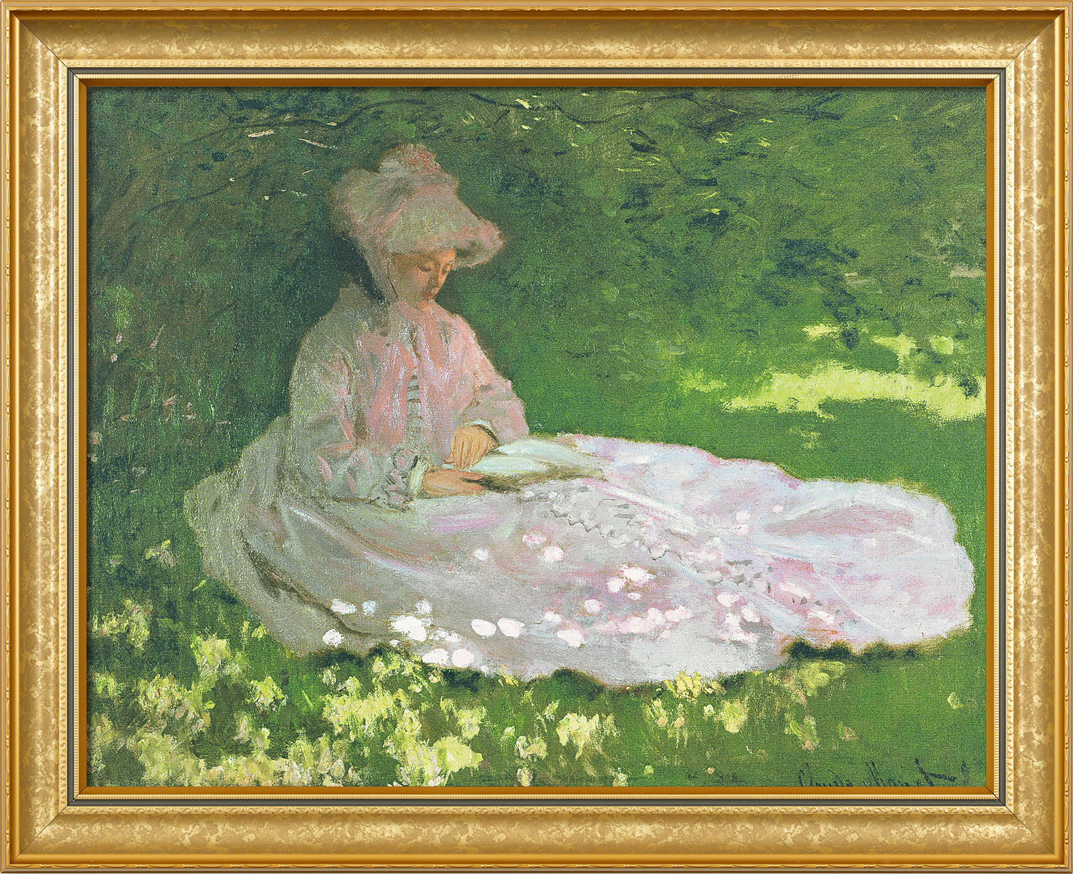 Bild "Die Lesende" (1872), gerahmt von Claude Monet