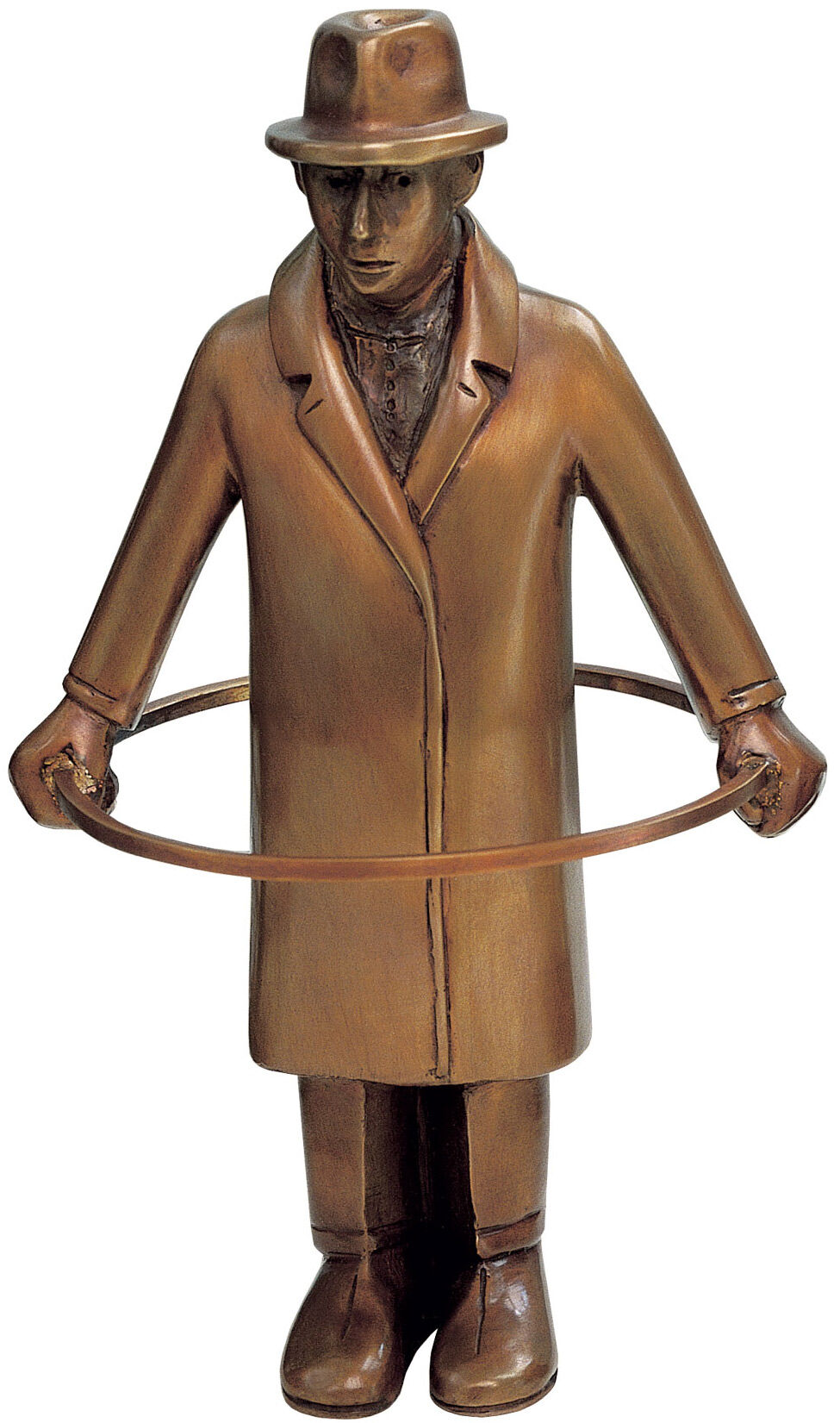 Sculpture "Man with Tyre - Noli me tangere!", bronze by Siegfried Neuenhausen