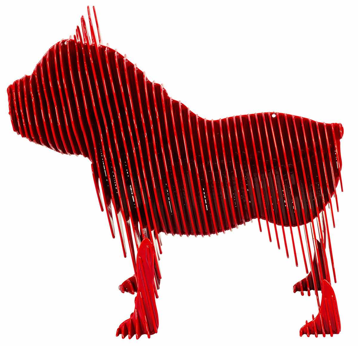 Sculpture en acier "Bulldog", version rouge