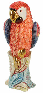 Keramikfigur "Roter Papagei"