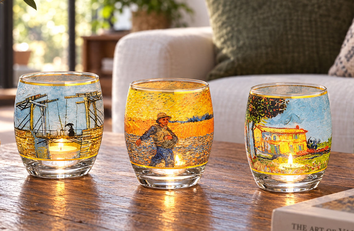 Set de 3 porte-bougies avec motifs de l'artiste de Vincent van Gogh