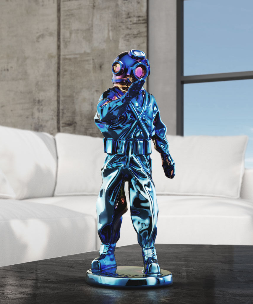 Figurine en porcelaine "Aquanaut", version bleue de Andreas Franke