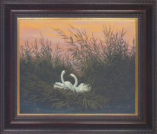 Picture "Swans in the Reeds" (c. 1820), framed by Caspar David Friedrich
