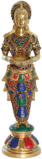 Messingskulptur "Hinduistische Göttin Lakshmi"