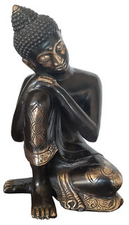 Scultura "Buddha riposante", bronzo con finitura anticata