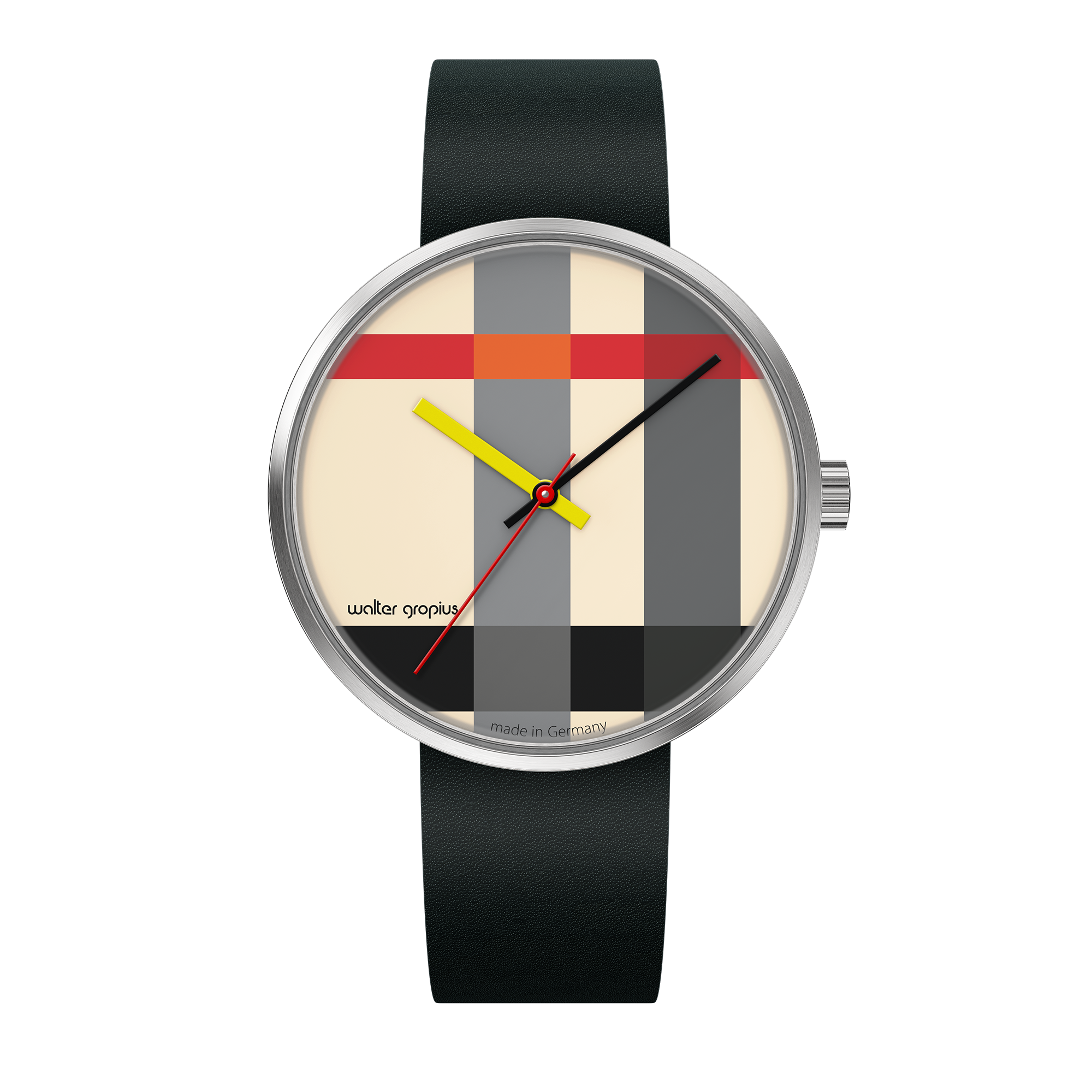 Bauhaus Walter Gropius "Forum Crossing Mondrian" polshorloge – Gemaakt in Duitsland – Saffierglas – 39 mm