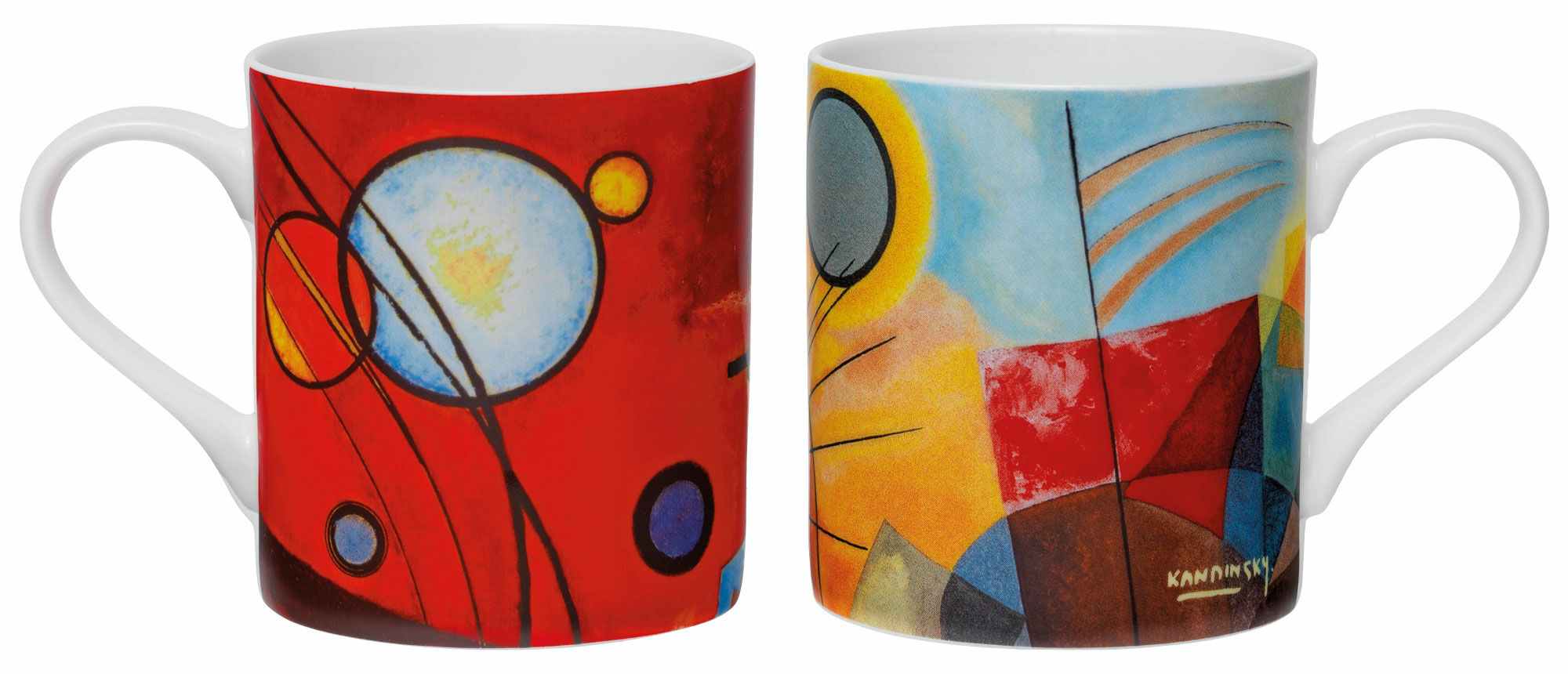 Set of 2 mugs "Heavy Red" and "Yellow - Red - Blue", porcelain by Wassily Kandinsky