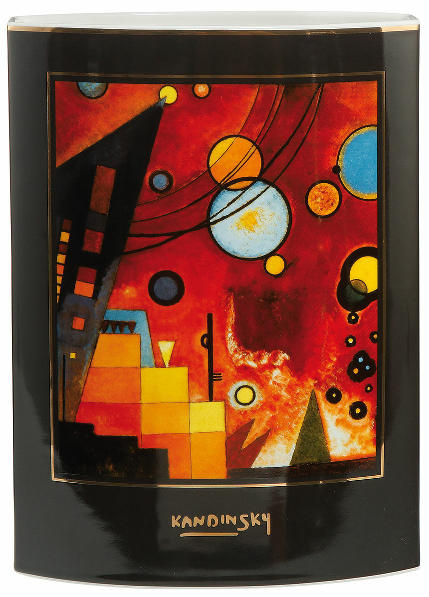 Doppelseitige Porzellanvase "Schweres Rot / Spitzen im Bogen" von Wassily Kandinsky