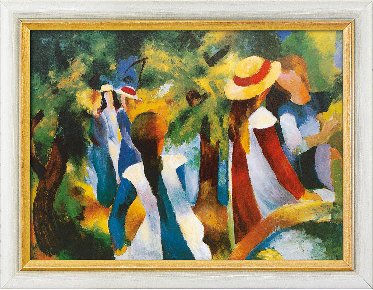 Picture "Girl under Trees" (1914), framed by August Macke