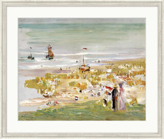 Bild "Der Strand, Scheveningen" (1900), Version silberfarben gerahmt
